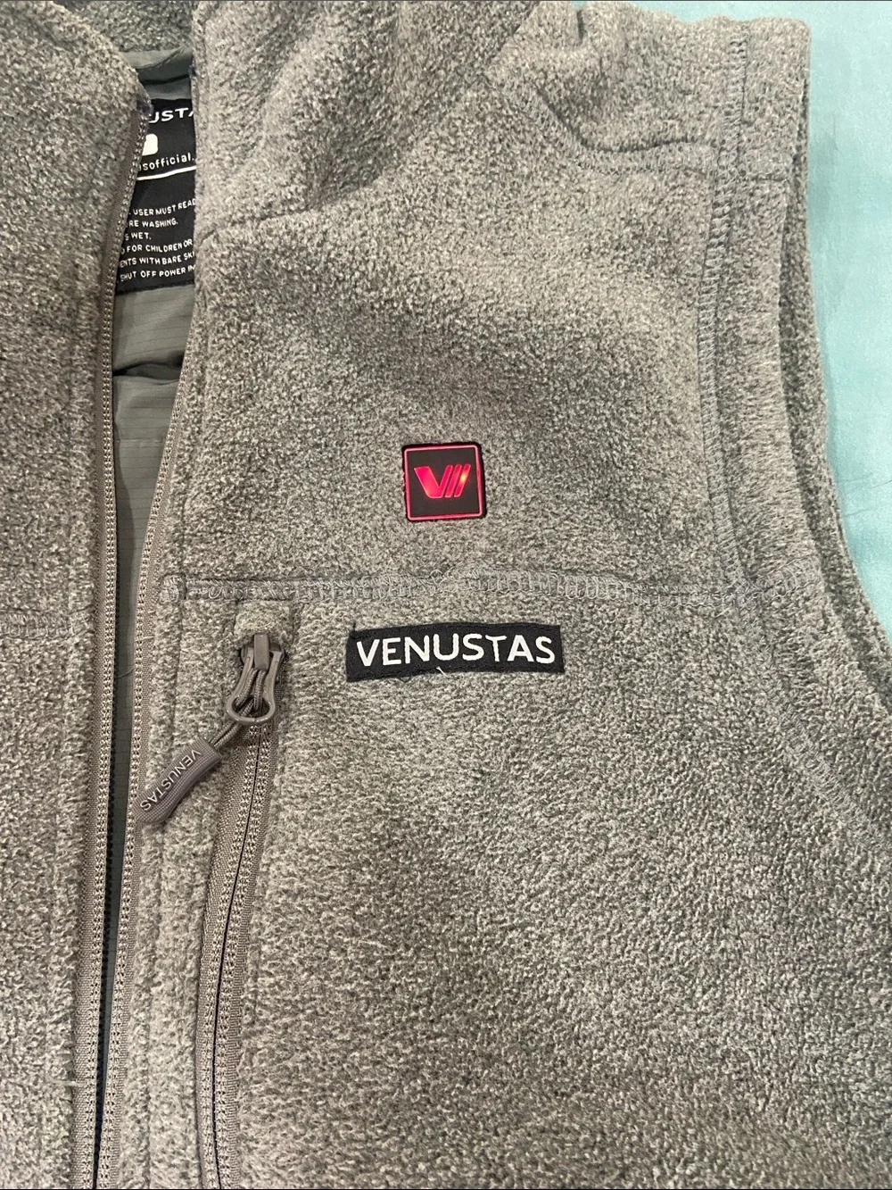 Venustas women’s heated Gray Zip-Up Fleece Vest